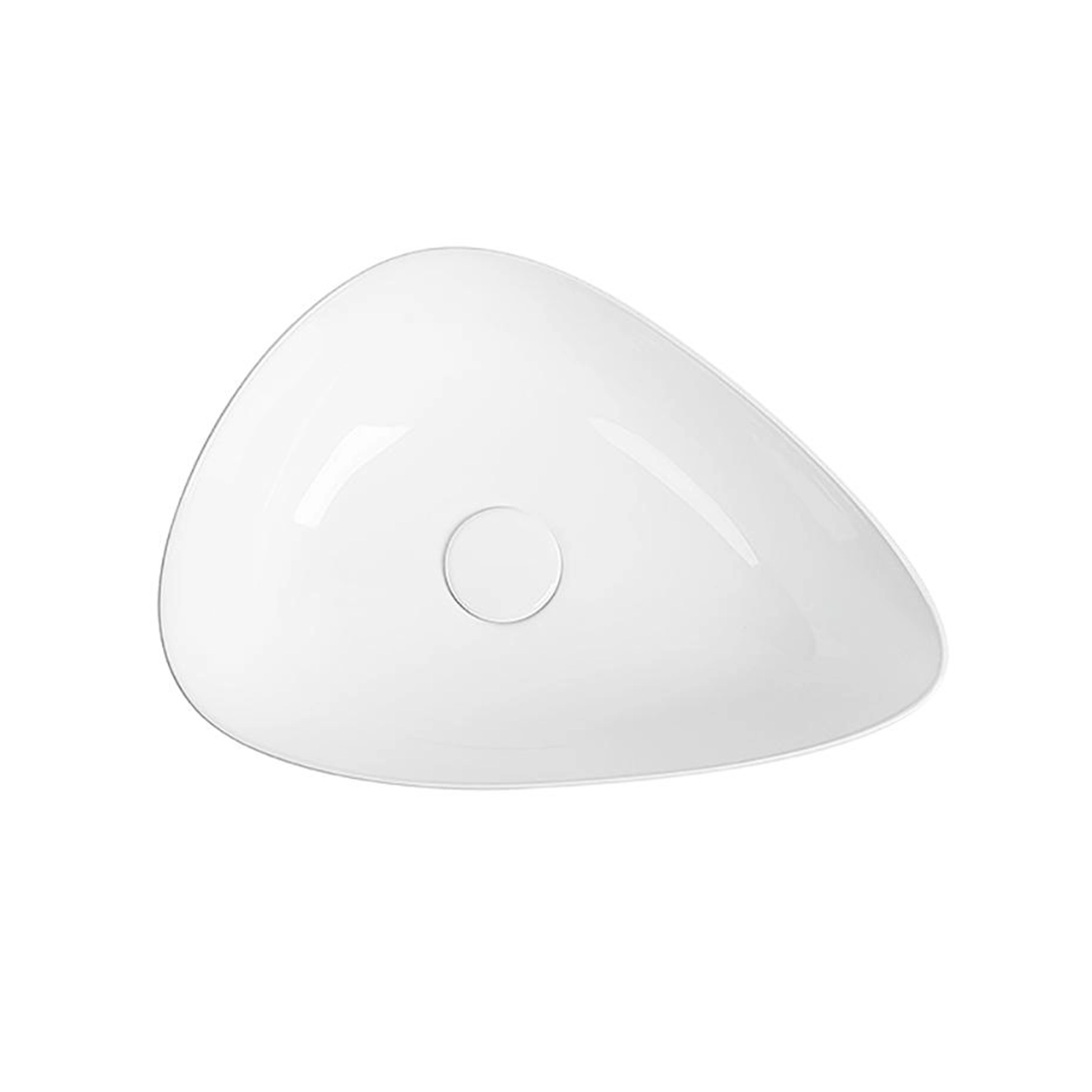 bathroom premium quality glassy white ceramic triangle asymmetrical vessel sink, tabletop install ceramic triangle wash basin